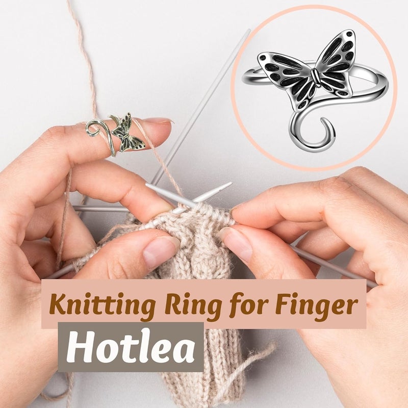 Hotlea Store 4 Pieces Crochet Ring for Finger Adjustable Yarn Tension Rings for Crocheting Yarn Guide Knitting Rings Crochet Tools - Image 3